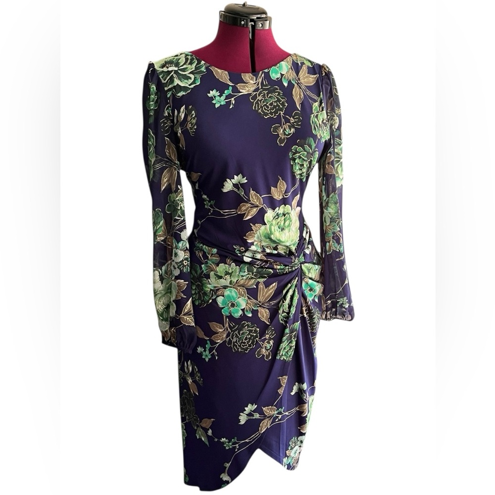 Vintage Leslie Fay Long Sleeve Floral Dress (Size 14)
